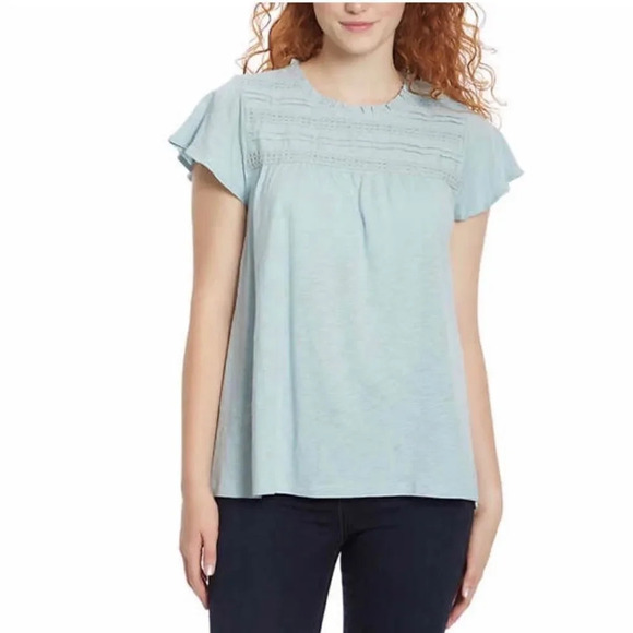 Ella Moss Ladies' Lace Trim Knit Top Large - Picture 1 of 5